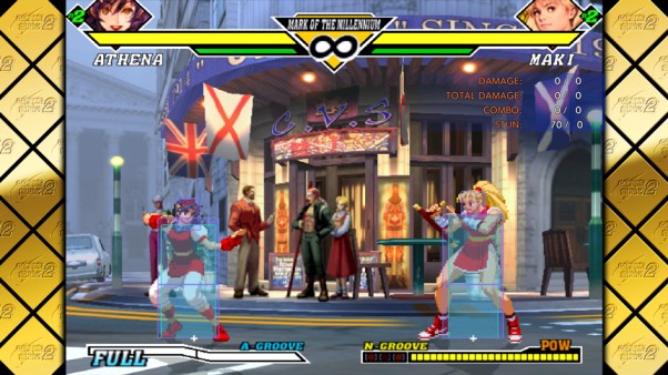 نمایی از بازیهای مبارزهای کلاسیک Capcom با مبارزه شخصیتها در Capcom vs. SNK 2