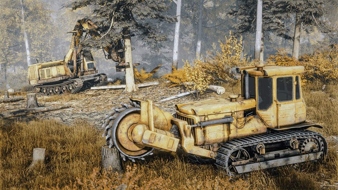 نمایی از بازی ساخت و ساز RoadCraft با حضور ماشین‌آلات راه‌سازی و فضای صنعتی