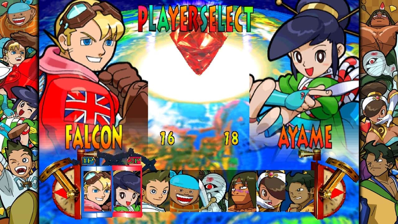 اسکرینشات از گیمپلی بازی Power Stone که یکی از بازیهای مبارزهای کالکشن Capcom Fighting Collection 2 است