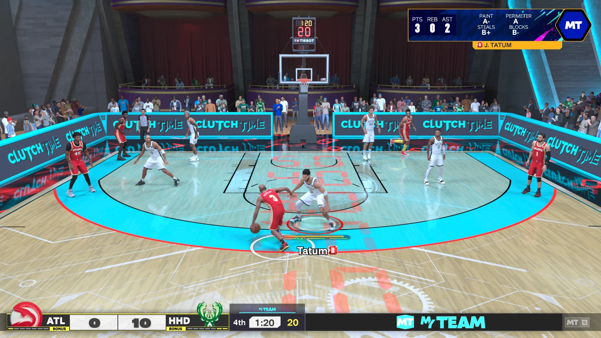 بازیکن در حال دفاع در بازی شبیه‌ساز بسکتبال NBA 2K26