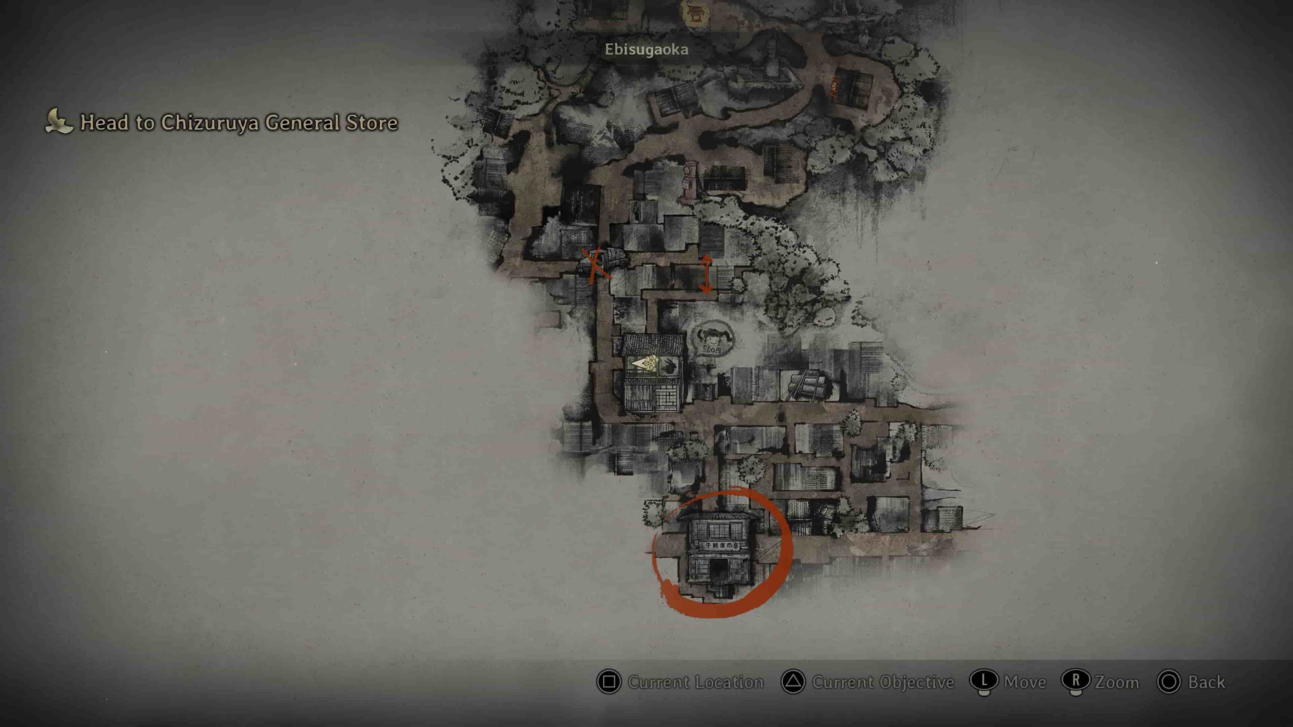 نقشه مهآلود شهر Silent Hill f که خیابانها و ساختمانهای مخروبه را نشان میدهد.