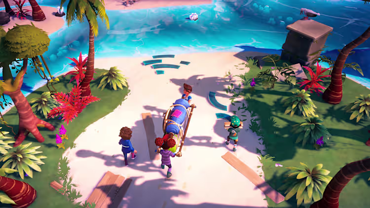 جستجو در جزیره و جمع آوری منابع در بازی Survival Kids