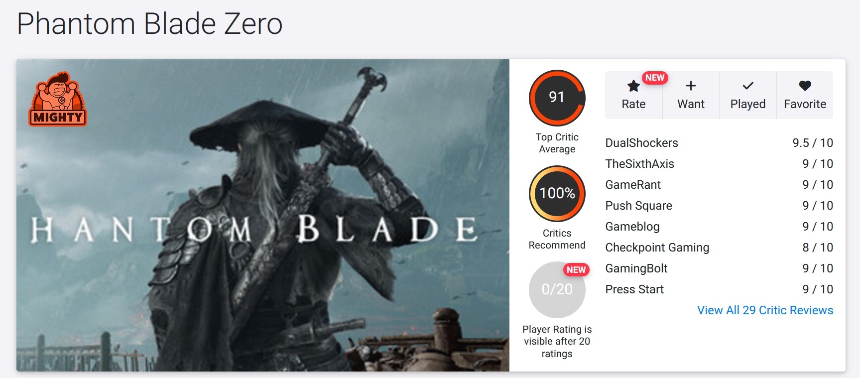 نمرات بازی Phantom Blade Zero